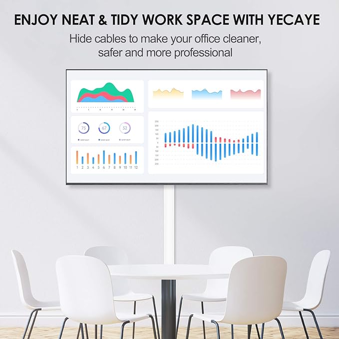 Yecaye Cord Hider, 113in Large Cord Covers for Wires on Wall, Cord Organizer for 3-4 Wires, Easy Install Cable Management Kit, TV Wire Hider for Home Office, W1.18in H0.67in, White