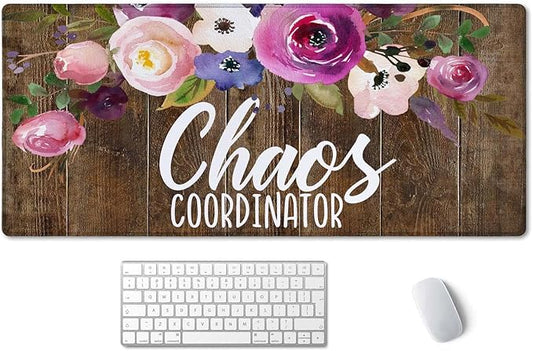 SSOIU Large Mouse Pad, Full Desk XXL Extended Gaming Mouse Pad 35.5" X 15.7", Waterproof Desk Mat Stitched Edges, Non-Slip Laptop Computer Mousepad for Office and Home, Chaos Coordinator Funny Quote