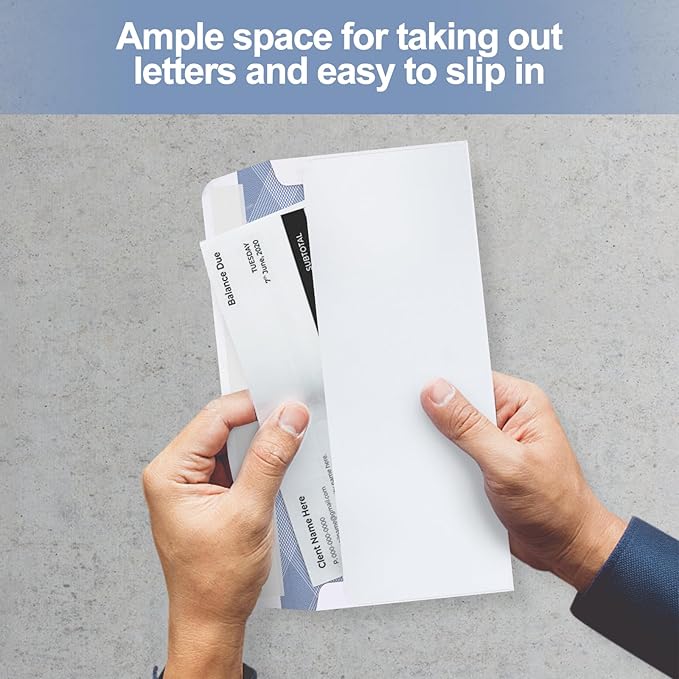 750#10 Single Window Envelopes, PANDRI Self Seal Security Envelopes, Security Tint Pattern for QuickBooks Invoices, Business Statements and Computer Printed Checks, Size 4-1/8 x 9-1/2 Inch - 24 LB