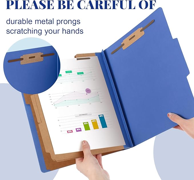 Skyygemm 12 Pcs Classification Folders Letter Size, 3 Divider Pressboard File Folder with Fasteners, Expanding File Organizer Bulk for Teachers, Clergy, Office, Church, Christmas Donations (Dark Blue)