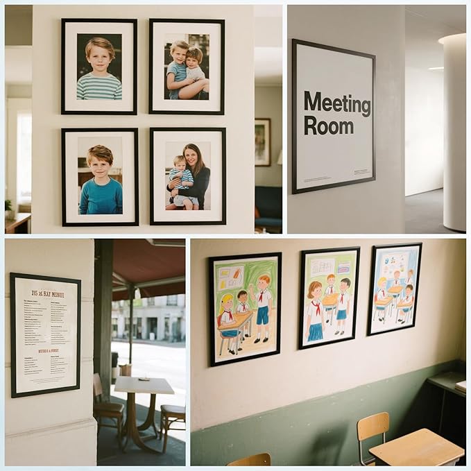 5 Pack Magnetic Sign Holder, 8.5in x 11in Self Adhesive Wall Mount Magnetic Document Holder, Magnetism Border Sign Holder with Transparent PVC Front Cover