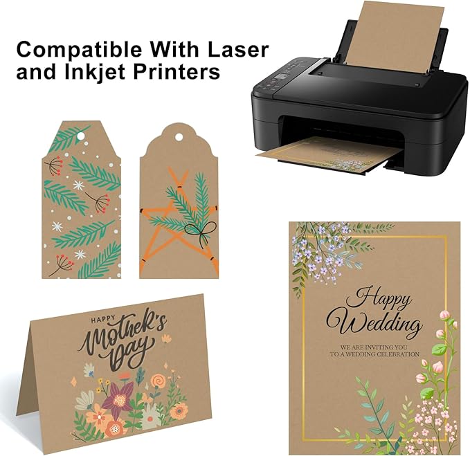 50 Sheets Brown Cardstock Paper, Colored Printer Paper 8.5 x 11, Card Stock Thick Construction for Craft,Scrapbook，Office Printing, Invitations, Certificates，92 lb/250gsm