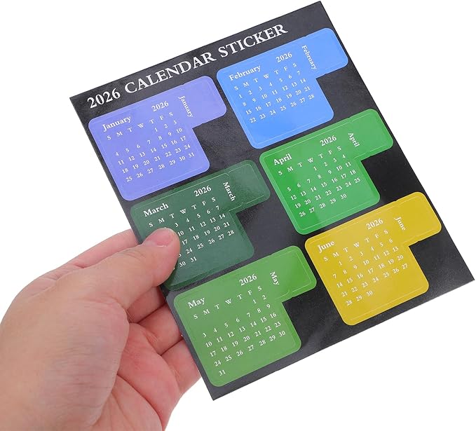 NUOBESTY 2026 Calendar Stickers Monthly Index Tabs Planner Adhesive Divider 1-12 Month Labels Page Marker Weekly Planner Stickers Adhesive Notepad Indexes Sticker for Planners Notebook