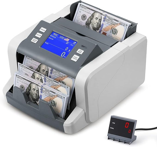 Money Counter Machine Mixed Denomination with Value Count, Touch Screen with 5 Currencies Suitable, MT/UV/MG/IR Counterfeit Bill Detection, 6 Modes Available Cash Counter with LCD Display