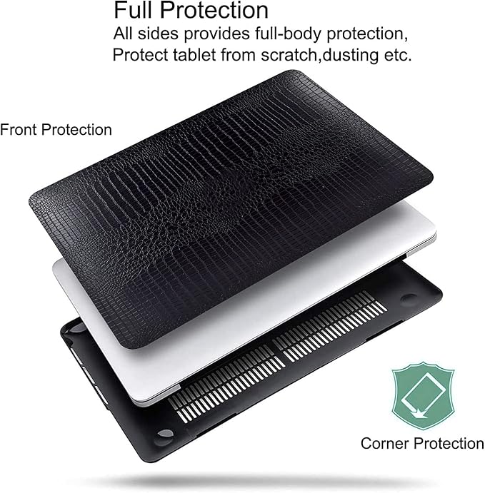 DTangLsm Compatible for MacBook Pro 16 inch Case 2025 2024-2021 M4 M3 M2 M1 A3403 A3186 A2991 A2780 A2485, Crocodile Skin Alligator PU Leather Hard Shell Case for Mac Pro 16 M4 + Keyboard Cover, Black