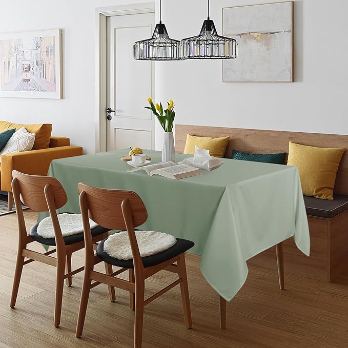 sancua Rectangle Tablecloth - 60 x 102 Inch - Stain and Wrinkle Resistant Washable Polyester Table Cloth, Decorative Fabric Table Cover for Dining Tables, Buffet Parties and Camping, Sage Green