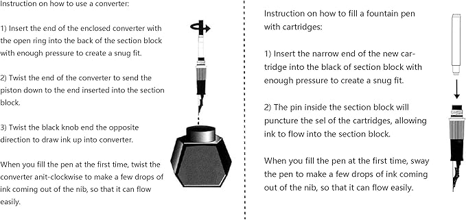Dark Blue Forest Fountain Pen Extra Fine Nib Classic Design with Converter and Metal Pen Case Set by Asvine