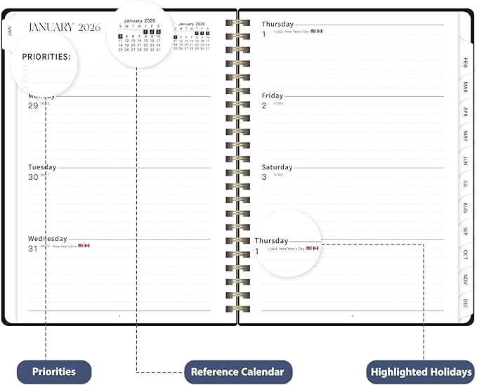 2026 Planner, Weekly and Monthly Calendar Academic Planner, Jan 2026 - Dec 2026, Planning Agenda Book for Desk Accessories and School Supplies - Letter Size (8.5'' x 11'')