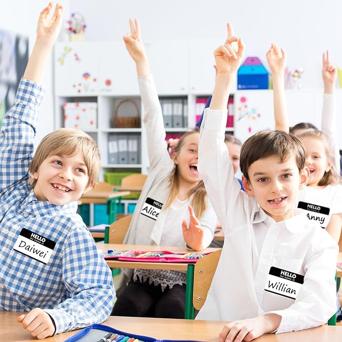 Zacool 480 Pcs Black Name Tag Stickers (3 "x 2") Identification Badges,Peel and Stickers "Hello My Name is" Name Tags Stickers Newborn Baby Name Sticker for Themed Party Family Home School Office