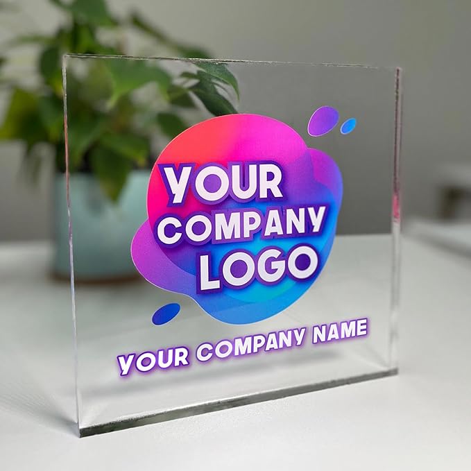 EGD Personalized Acrylic Business Logo Sign for Desk & Counter | Custom Vector Company Sign