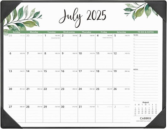 Large Desk Calendar 2025-2026 with Desktop Mat, Cabbrix Desk Pad Calendar 22 x 17 Inch Covering July 2025 to June 2026, Desk Blotter Calendar 2025 for Home School and Office