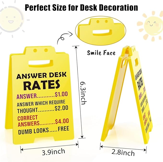 Office Gag Gift - Funny Team Office Gift - Q&A Desk Rate Desk Sign for Colleagues, teammates, Employees, Bosses, Managers, Supervisors