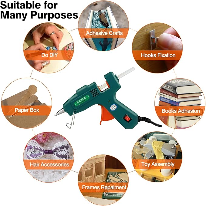 Hot Glue Gun with 30 Glue Sticks, Fast Preheating Hot Melt Gun, Mini Glue Gun Kit for Kids DIY School Craft Projects and Quick Home Repairs, 20W Green