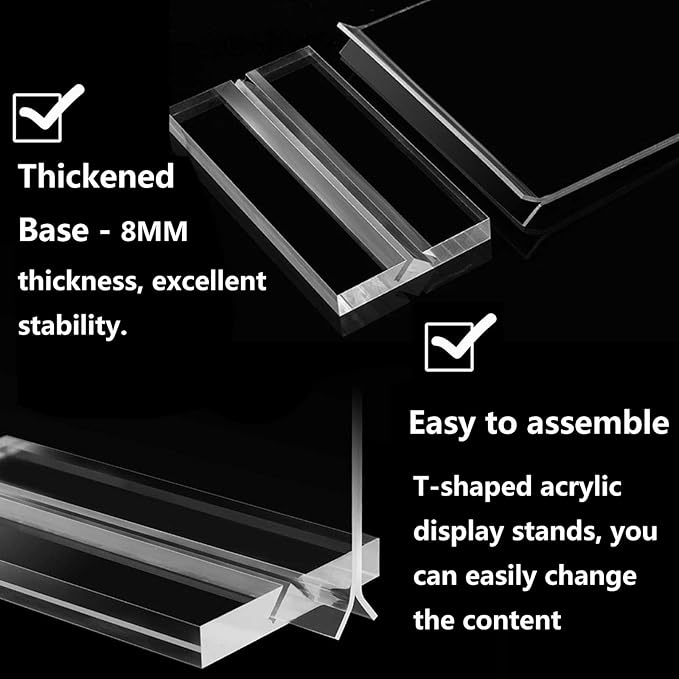 Acrylic Sign Holder Double Stands Ad Frames Clear Flyer Display Stand for Office Home Restaurant, Display Sign Stand for Store Sign Holders, Vendor Booth Display Items Vertical (6 Pack-5" X 7"Inch-Vertical(T-Shape))