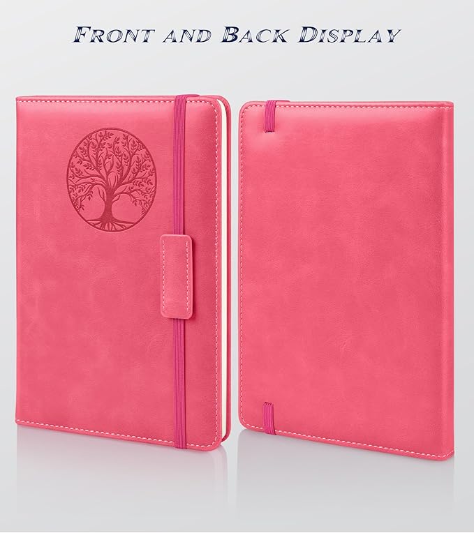 Lined Journal Notebook for Women Men,256 Pages A5 Hardcover Leather Journals for Writing,Travel,Business,Work & School,College Ruled Notebooks for Note Taking,Diary Notepad 5.7"×8.3"(pink)