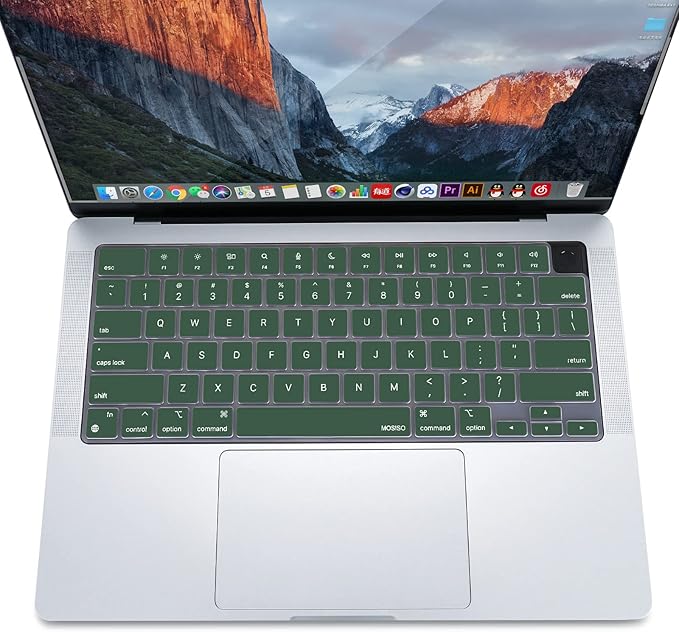 MOSISO Keyboard Cover Skin Compatible with MacBook Air 15 inch M3 A3114 M2 A2941/Air 13.6 A3113 A2681/Pro 14/16 M4 M3 M2 M1, Peacock Green