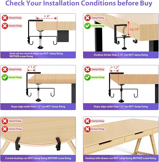 Univivi No Drill Under Desk Cable Management Tray, 48" Cord Organizer for Table, Clamp/Screw Mount Desk Cable Management, Premium Fabric Cable Management Tray for Office, Home (Extra Large)