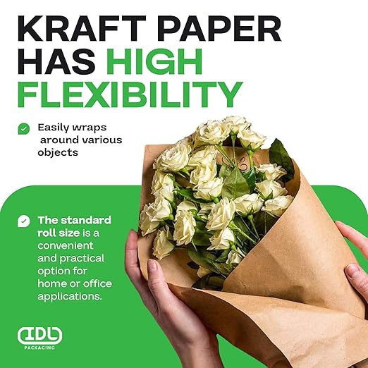 IDL Packaging 36" x 14400" (1200 feet) - USA-Made Large Brown Kraft Paper Roll - 30lb Thickness - Natural Kraft Wrapping Paper for Packing, Void Filling - Craft Material for Kids Art Projects