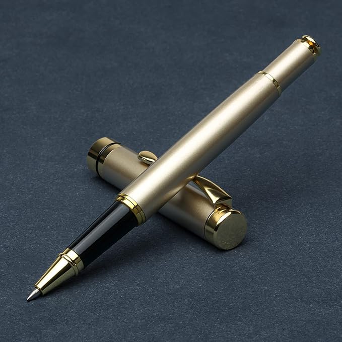 YIVONKA Luxury Ballpoint Pens Best Ball Pen Gift Set for Men & Women Professional Executive Office Nice BallPens Classy Gift Box Ballpoint Black Refill Line width 0.5mm (Gold)