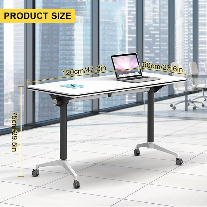 Conference Room Table with Flip-Top Design for Dynamic Meetings, Business Table Computer Desk with Heavy-Duty Frame,Foldable Seminar Meeting Tables for Home Office (2, E, 47.2IN)