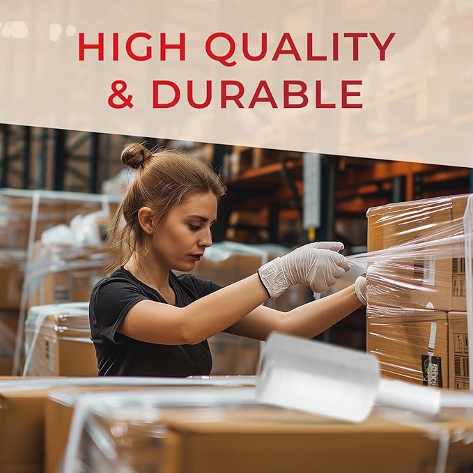 Shrink Wrap Roll for Moving | Stretch Wrap for Packing | Heavy Duty 12 Pack | 5" x 1000' FT - 80 Gauge Thick | Ideal for Furniture, Pallets | Clear