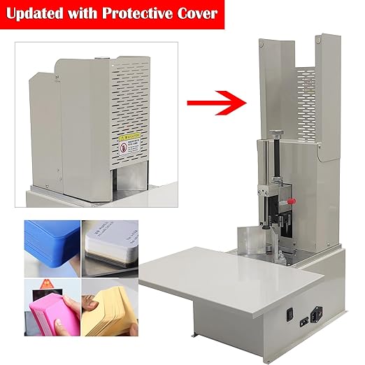 Electric Round Corner Cutter, Heavy Duty Fillet Paper Punch with Foot Pedal & Metal Protective Cover, R3-R9 Cutting Radius, Electric Corner Rounding Machine for PVC Name Card 1.97in Thickness