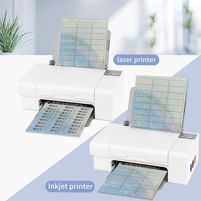 STARLIBOO 1" x 2-5/8" Address Labels- Holographic Color Stickers for Laser/Inkjet Printer mailing Labels 8.5"×11"- Holographic Star