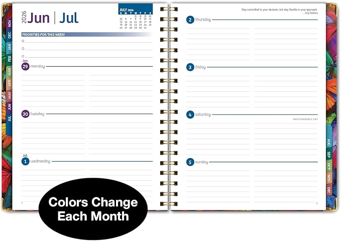 HARDCOVER 2026 Planner, 8.5"x11": 14 Months (November 2025 - December 2026), Daily Weekly Monthly Planner, Yearly Agenda, Bookmark, Pocket Folder and Sticky Note Set (Colorful Butterflies)