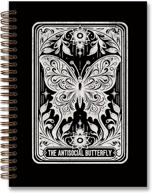 Tarot Gothic Witchy Journal Spiral Notebook,Black Butterfly Celestial Journals for School Office Supplies Teacher,Witchy Gifts Hardcover Spiral Notebook for Teen Girls Women