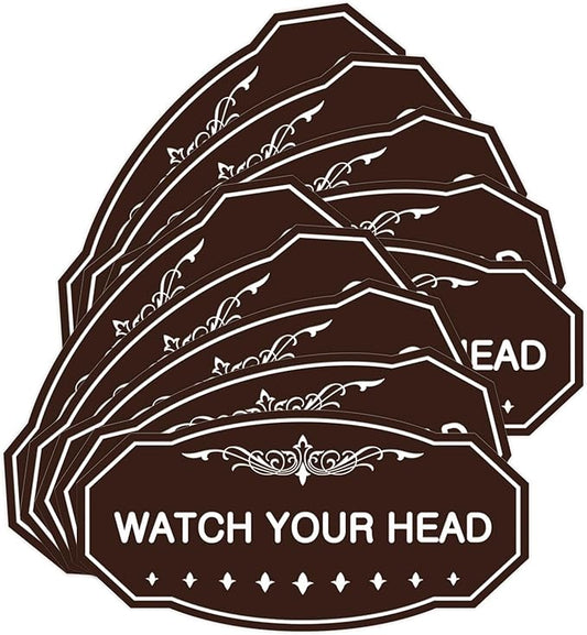 Signs ByLITA Victorian Watch Your Head Sign (Dark Brown) - Small 10 Pack