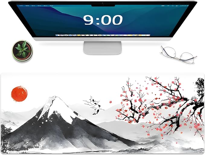 Galdas Gaming Mouse Mat Forest Background Pattern XXL XL Large Mouse Mat Long Extended Mouse Pad Desk Mat Non-Slip Rubber Mice Pads Stitched Edges Thin Pad (Ink and Wash)