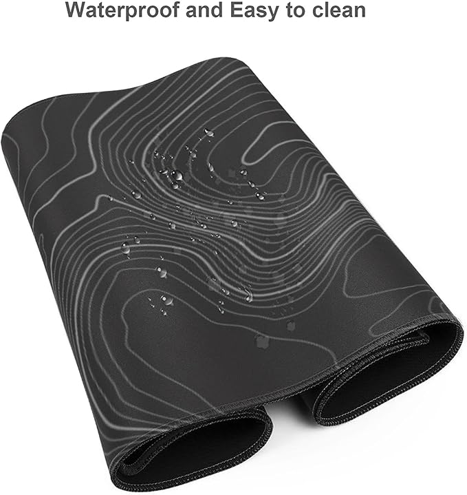 Extra Large Mouse Pad 31.5 x 11.8 Inch - Topographic Map Lines Contour Design - Non-Slip Rubber Base, Easy Gliding Surface, Desk Mat for Office, Home, Gaming, Work - XL Mousemat