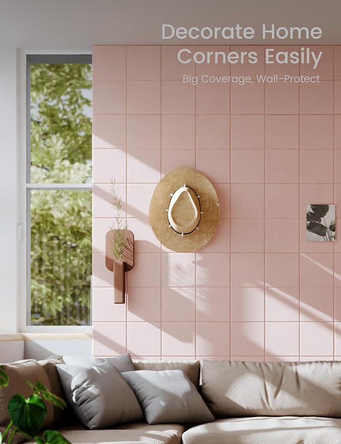 Large Felt Bulletin Board 36" x 24"Cork Board Alternative-6 Pack with 40 Safe Removable Adhesive Tabs, Cork Boards for Walls Cork Board for Home Office Classroom Pin Board-Coral