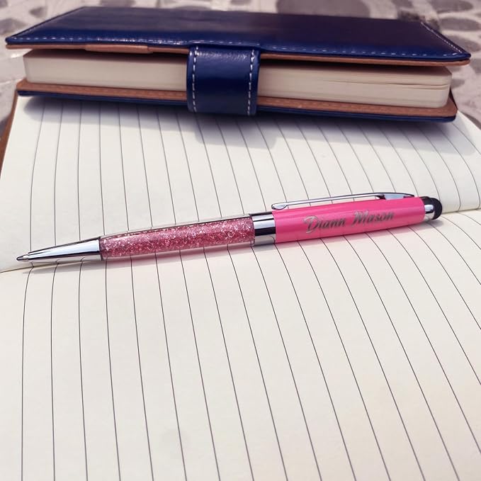 Personalized Pens with Stylus - Crystal Pens Custom Engraved Metal Ballpoint Pen for Executives, Teachers, and Students. Ideal Gift for Graduations, Promotions and Events 12pcs/Pack