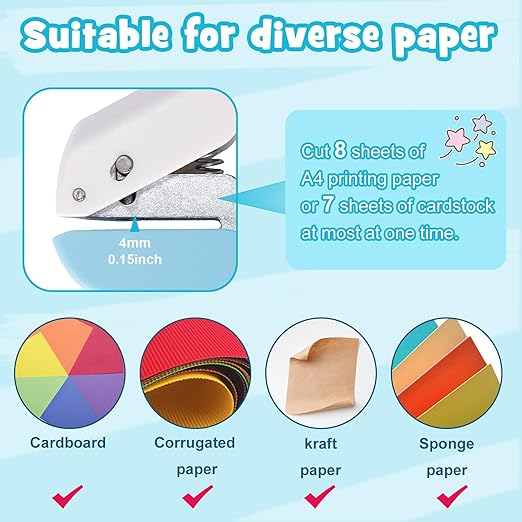 UCEC 3 Pack Paper Craft Hole Punch Shapes, 1/4 Inch Single Hole Puncher for Crafts, Small Handheld Circle Star Hole Punch Heart Hole Punches, 3 Heart Star Hole Puncher for Tags Clothing Ticket