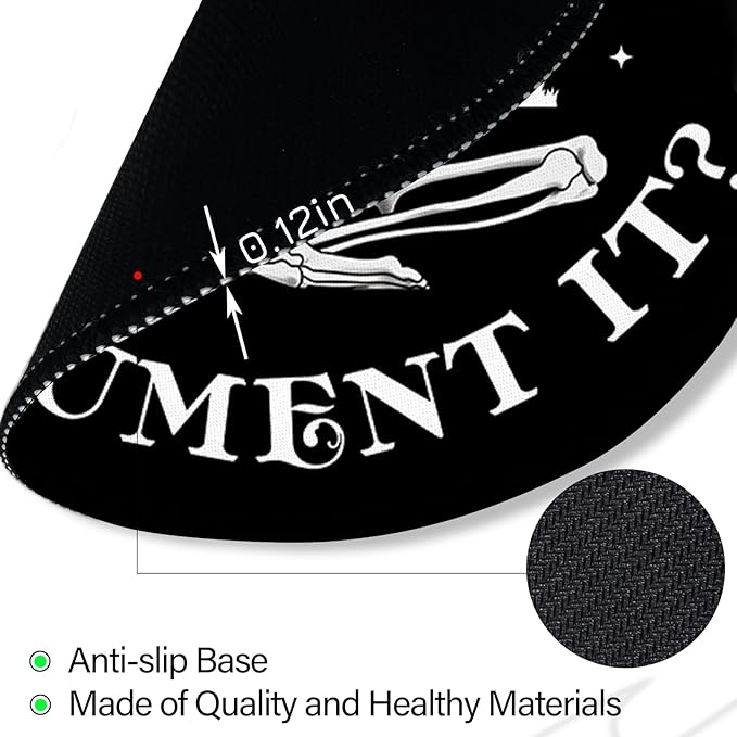 Funny Skull Skeleton Mouse Pad, Small Round Mouse Pads for Desk, Mini Travel Mousepad for Work Wireless Computer Laptop, Office Desk Accessories, But Did You Document It, 8.6 x 8.6 inch