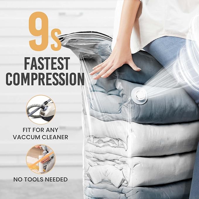 TAILI 10 Pack Vacuum Storage Bags, Jumbo Cube Space Saver Bags (31x40x15 Inch), Extra Large Vacuum Seale Bags for Comforters Blankets Bedding Clothing, Saving Space Closet Organization, Clear