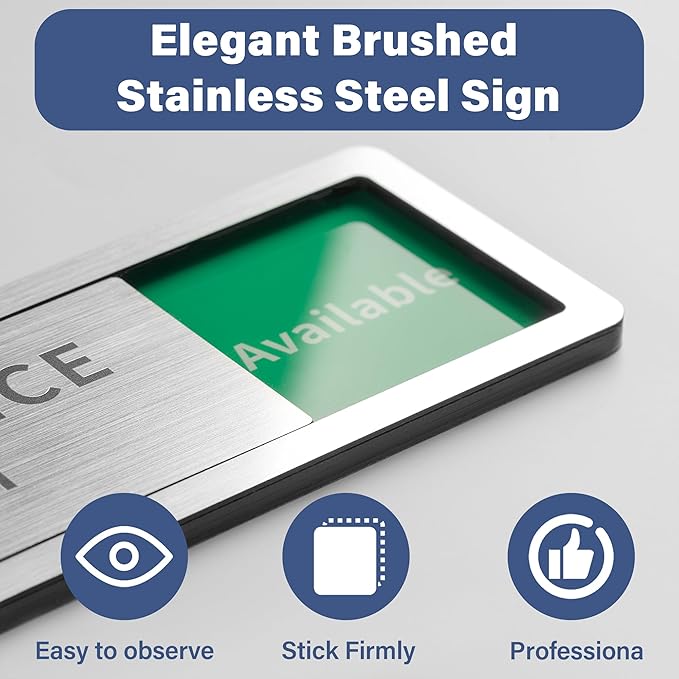 Conference Room Sliding Door Signs, In Use-Vacant Occupied Sign with Reversible Slider for Office & Wellness Rooms (8'x2.6")