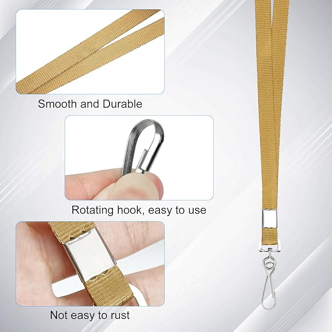 Bulk Lanyards Lanyards for ID Badges,Lanyards with Swivel Hook Clips for Name Tag Lanyard ID Holder (Gold, 100 packs)