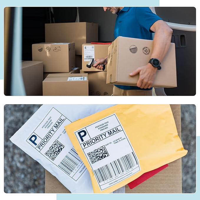 L LIKED 1000 Fanfod 4" x 6" Direct Thermal Labels Shipping Labels with Perforated Line for Rollo, Zebra, Jadens, Nelko, Munbyn, Phomemo, White