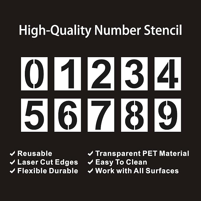 2 Inch Number Stencils Plastic Number Stencils Reusable Digital Painting Templates for Cake Stencil Address Templates