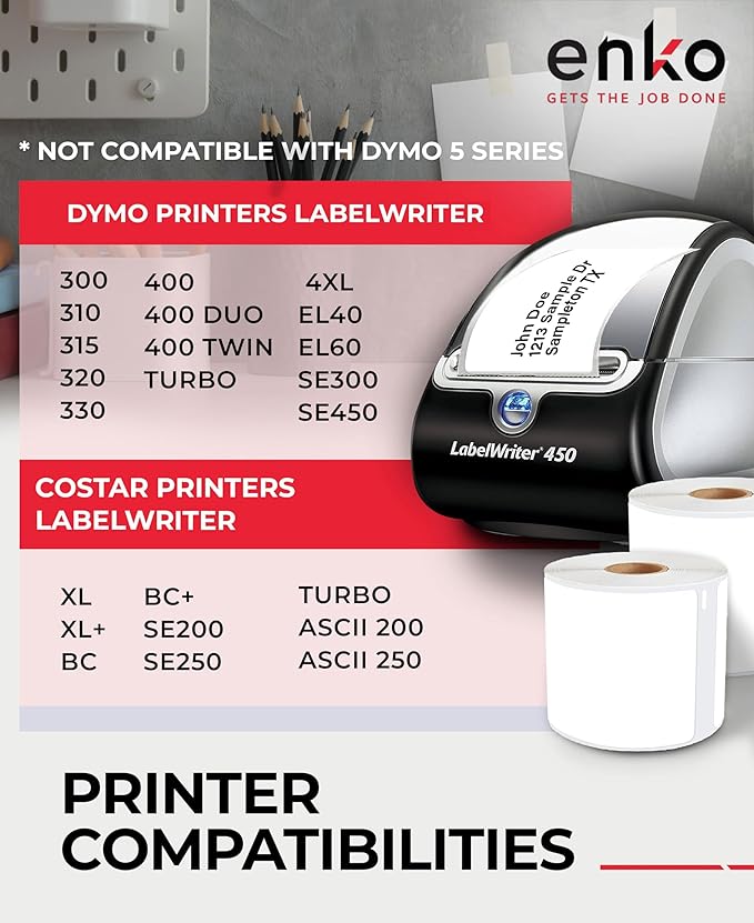 enKo (48 Rolls, 14,400 Labels) Address, Shipping & Barcode Labels 30256 (2-5/16 x 4") Compatible for Dymo LabelWriter