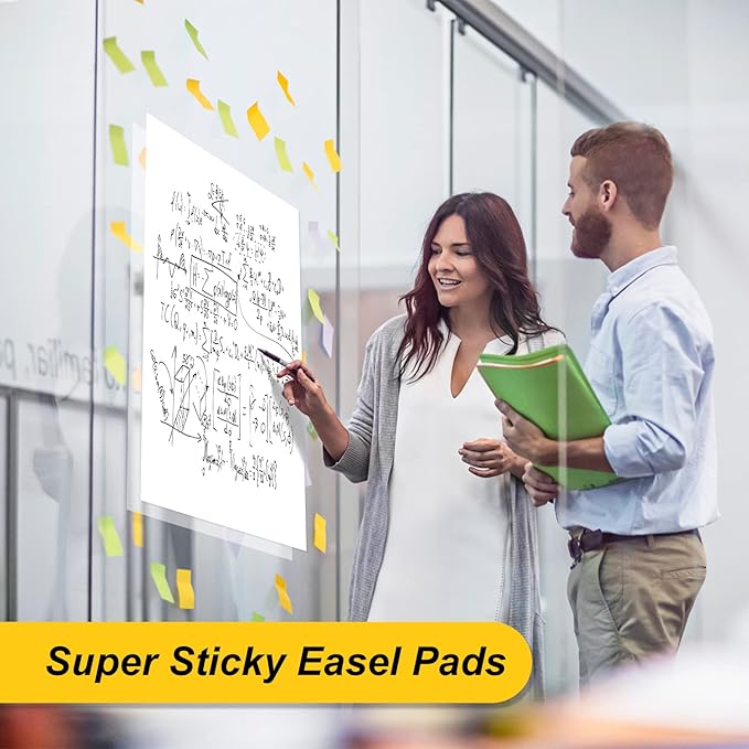 Nortix Easel Pad, Self-Stick Easel Pads, Anchor Chart Paper for Teachers, Strong Adhesive & Bleed-Resistant, 20''x23'' Sticky Notes Chart Paper, 30 Sheets/Pad, 8 Pads