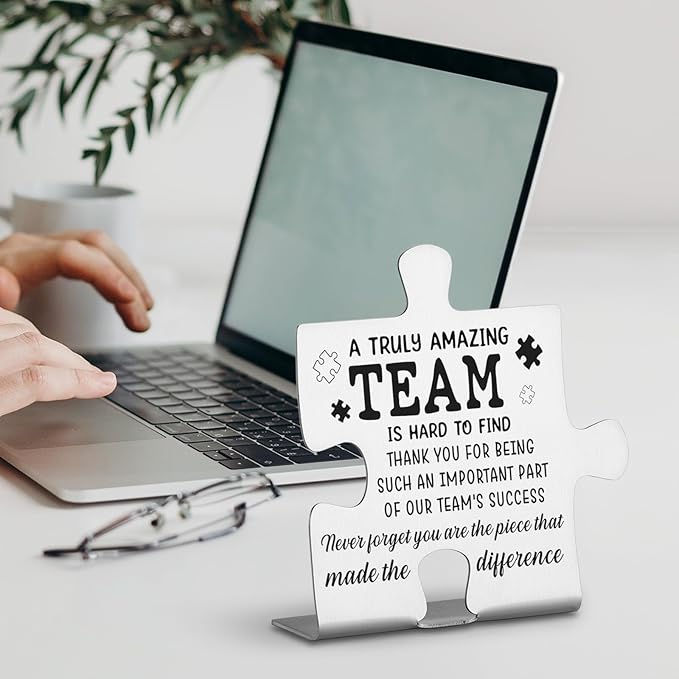 Team Gifts for Employees, Coworkers, Women, Team Thank You Appreciation Gifts, Team Plaque, Team Puzzle Piece Gift, Team Christmas Team Work Office Desk Decor Gifts Decorative Signs Plaques WDD19
