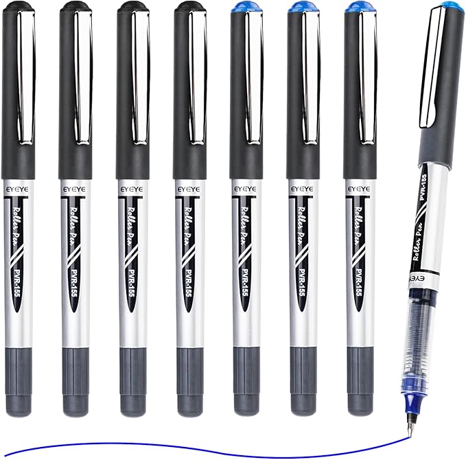EYEYE 0.7mm Rollerball Pens Fine Point, 4 Black 4 Blue Medium Point Pen Quick Dry, Liquid Ink Pen Fine Point Smooth Writing Pens for Journaling, Note Taking, Office, School Supplies