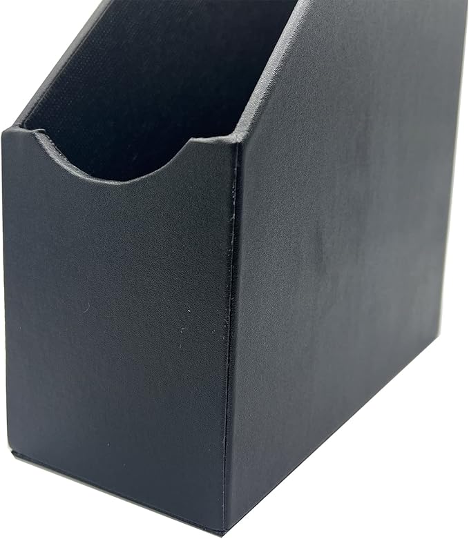 UnionBasic Magazine File Holder, Leatherette Desktop Document Organizer, Home Office Paper Holder File Storage Literature Sorter, Black
