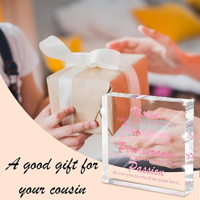 Pink Desk Decor, Inspirational Motivational Gifts, 4x4 Inch Acrylic, Female Home Office Motivational Decor, Girls Dorm Must-Have, Positive Affirmation Gift for Women