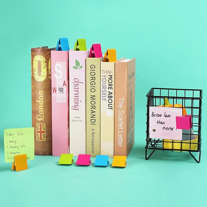 VNDUEEY 8 Pack Strong Magnetic Clips, Fridge Magnets Refrigerator Magnet, Magnetsfor Whiteboard, Magnet Clips Heavy Duty, Assorted Colors Strong Clip with Magnets for Home, Classroom, Office