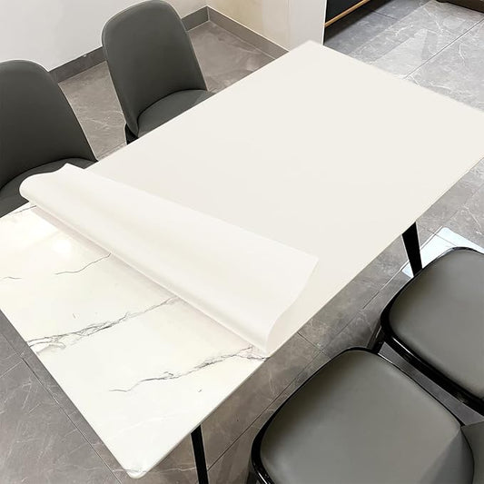 Leather Table Cover,1.8mm Thick,42x60 Inch Table Protector,Table Protector for Dining Room Table,Dining Table Cover,White Table Cover,Hule para Mesa De Comedor(White+White,42x60)