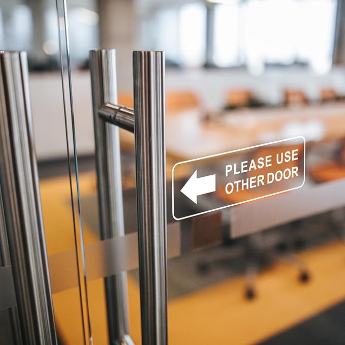 Please Use Other Door for Business Sign 12x4 Inch Sticker Left Right Arrow Sticker Sign for Door Office Waterproof UV Proof Decal 4 Pack